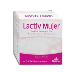 PROBIOTICOS/HIERRO/ACIDO FOLICO 2 g, 6 sobres, LACTIV MUJER